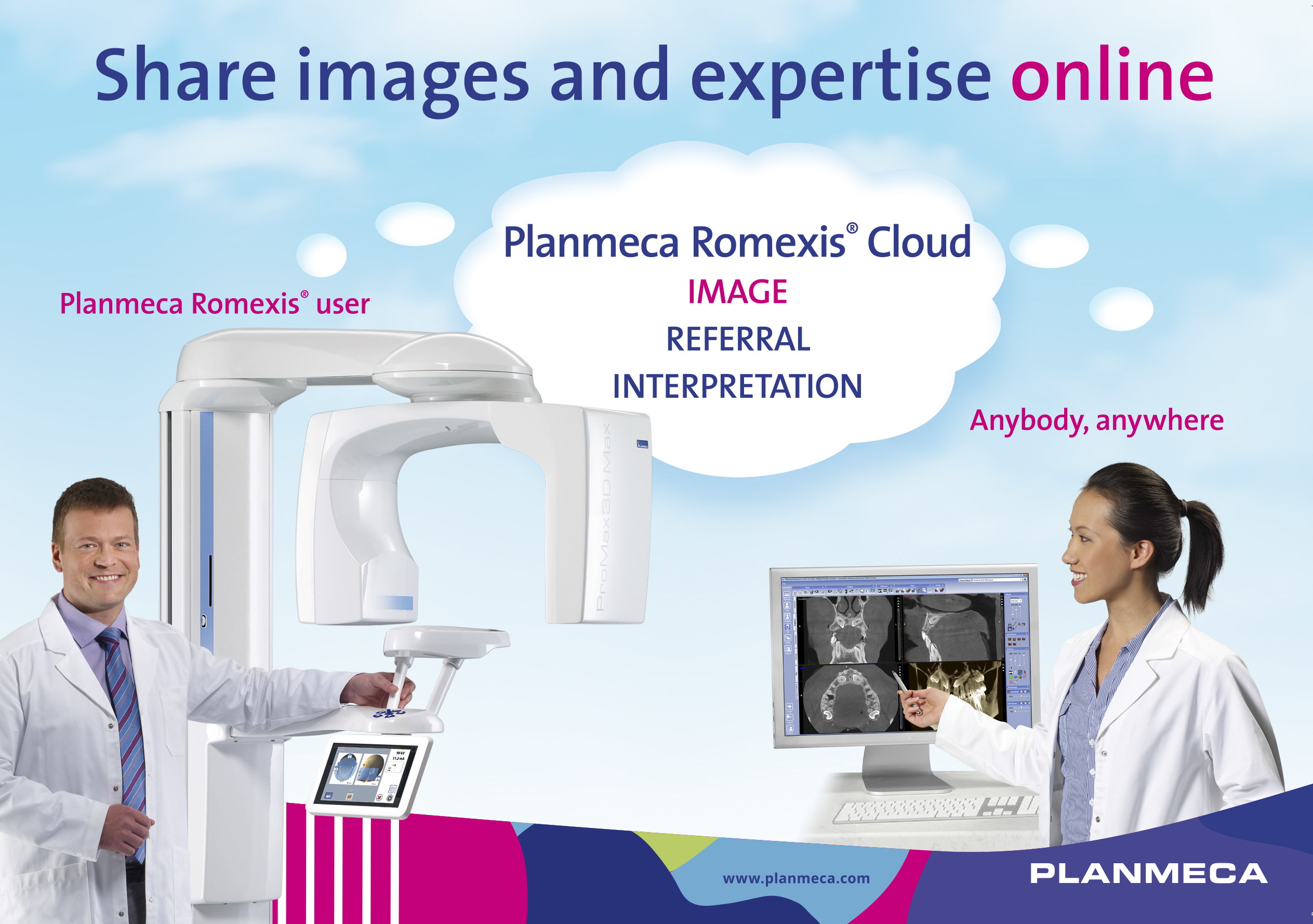 Le nouveau service Planmeca Romexis® Cloud permet un transfert facile des images d'un professionnel à l'autre