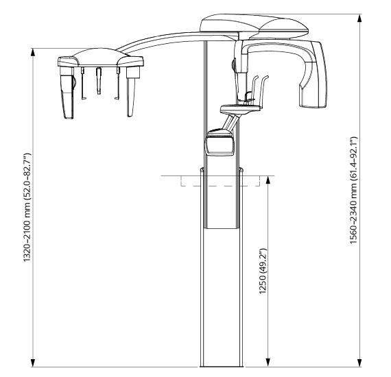 Planmeca ProMax 2D dimensions image