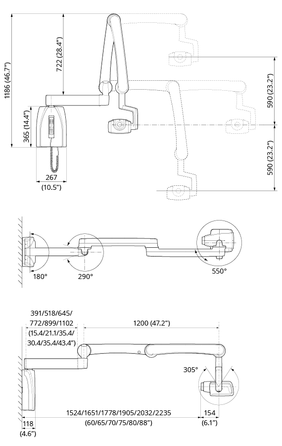 Planmeca ProX technical dimensions